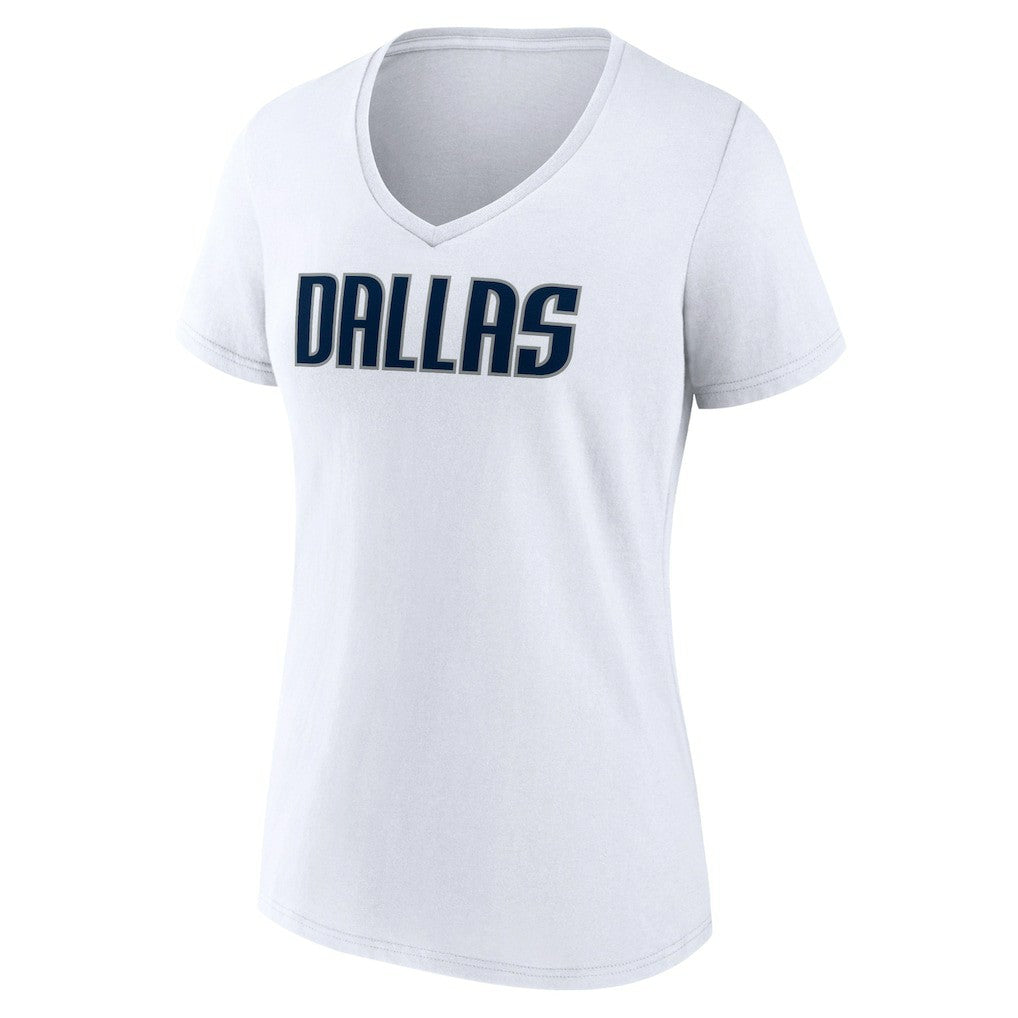 NBA - Dallas Mavericks Women's Wordmark V-Neck T-Shirt - White