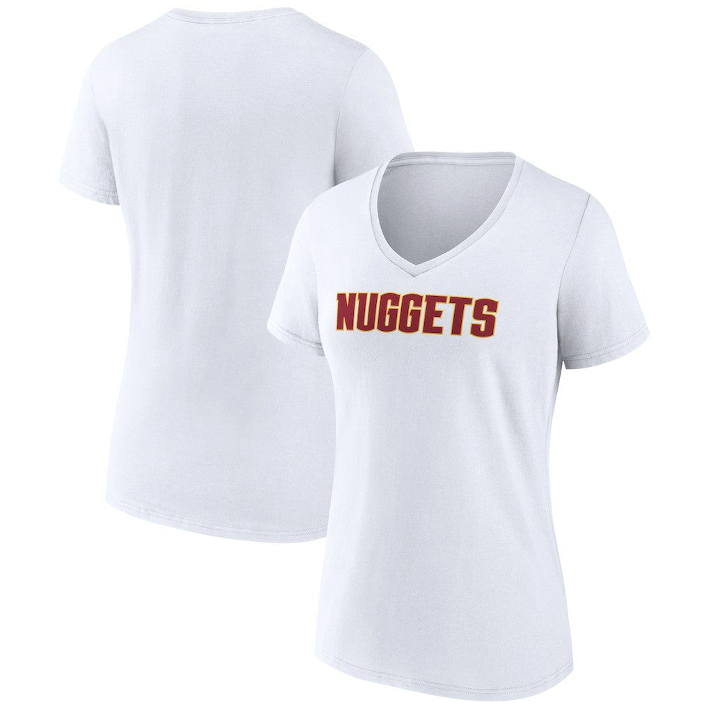NBA - Denver Nuggets Women's Wordmark V-Neck T-Shirt - White