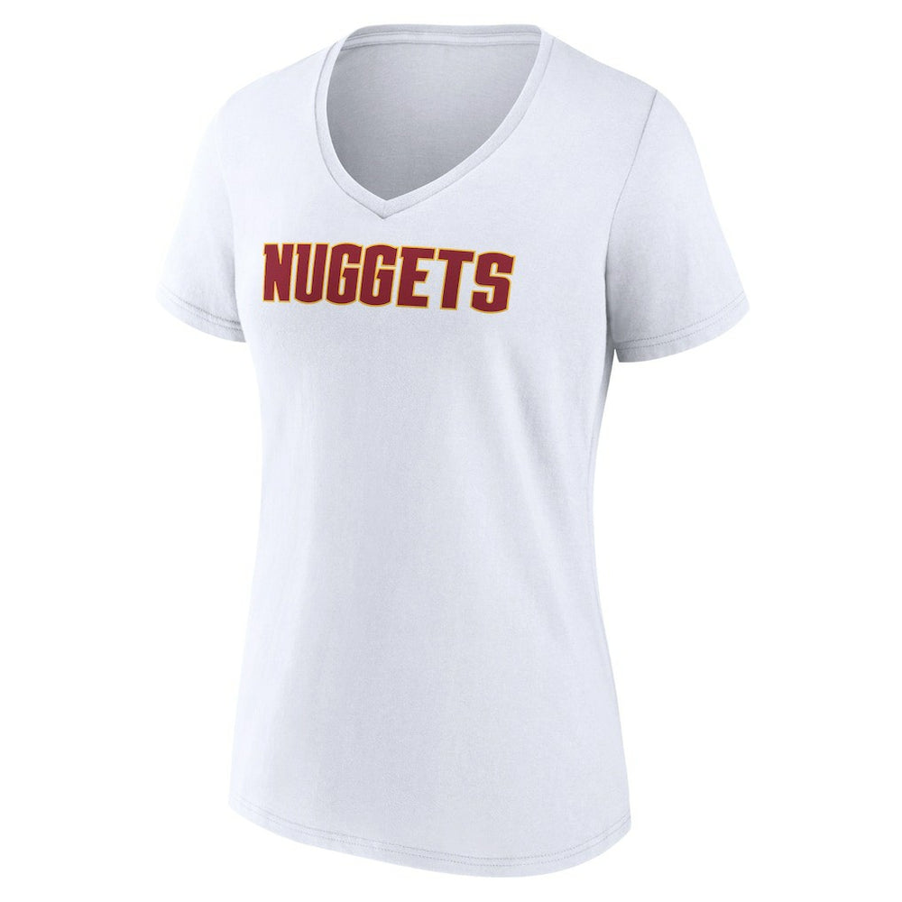 NBA - Denver Nuggets Women's Wordmark V-Neck T-Shirt - White