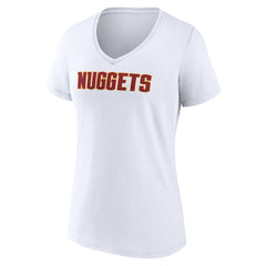 NBA - Denver Nuggets Women's Wordmark V-Neck T-Shirt - White
