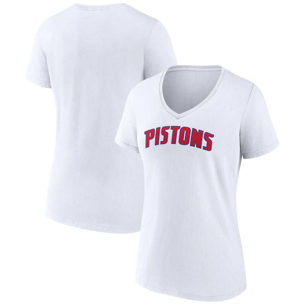 NBA - Detroit Pistons Women's Wordmark V-Neck T-Shirt - White