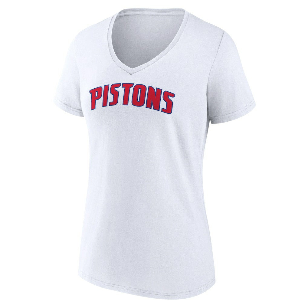 NBA - Detroit Pistons Women's Wordmark V-Neck T-Shirt - White