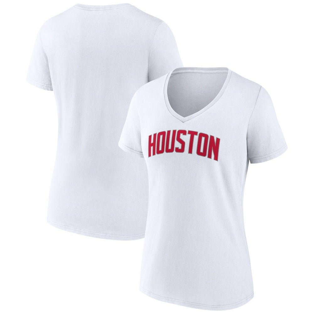 NBA - Houston Rockets Women's Wordmark V-Neck T-Shirt - White