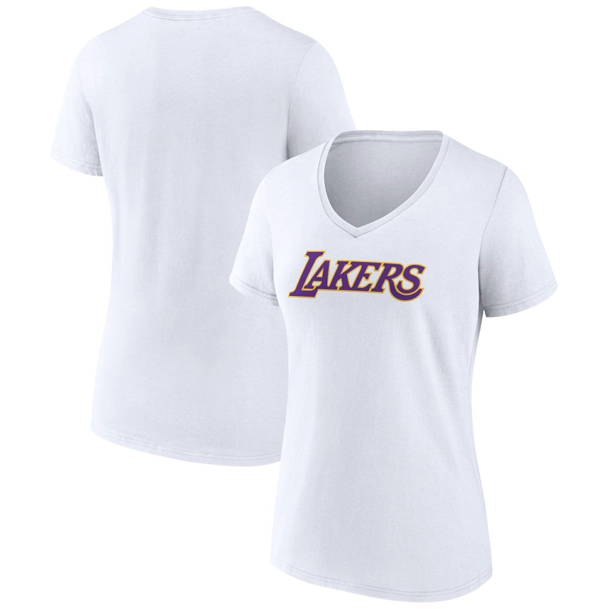 NBA - Los Angeles Lakers Women's Wordmark V-Neck T-Shirt - White