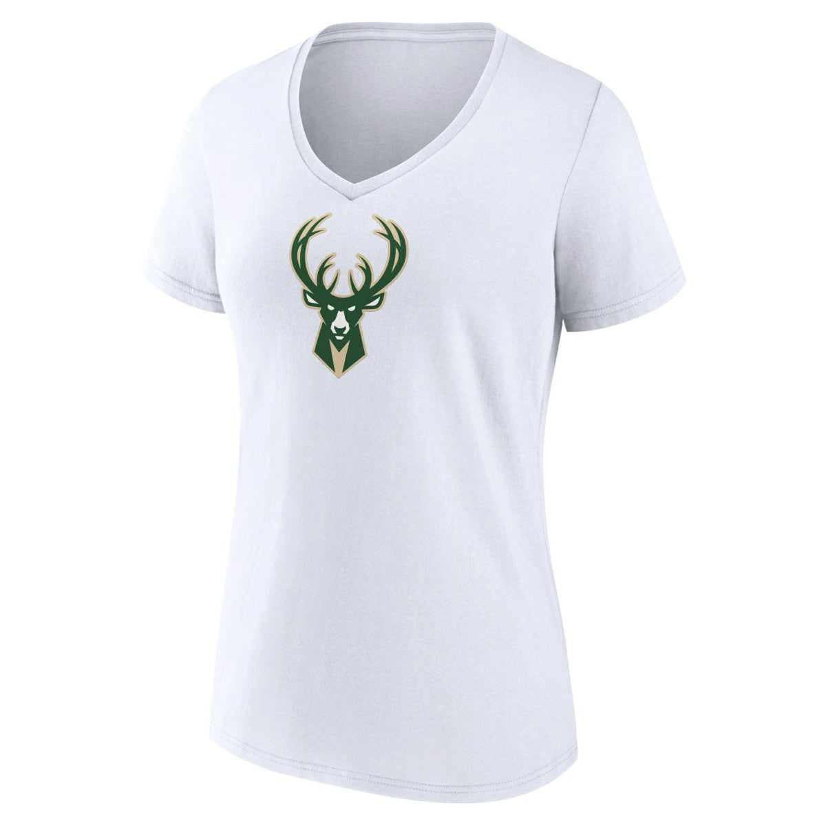 NBA - Milwaukee Bucks Women's Logo V-Neck T-Shirt - White