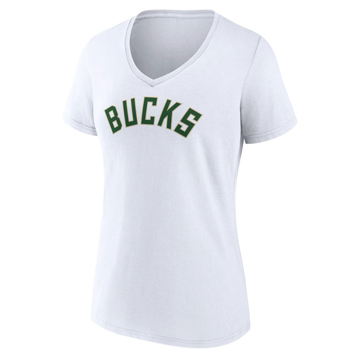 NBA - Milwaukee Bucks Women's Wordmark V-Neck T-Shirt - White