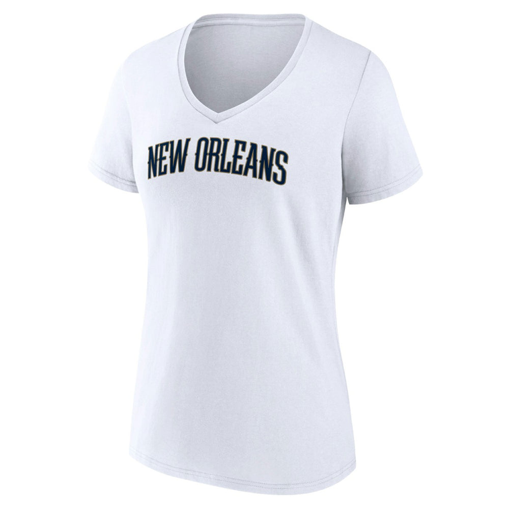NBA - New Orleans Pelicans Women's Wordmark V-Neck T-Shirt - White