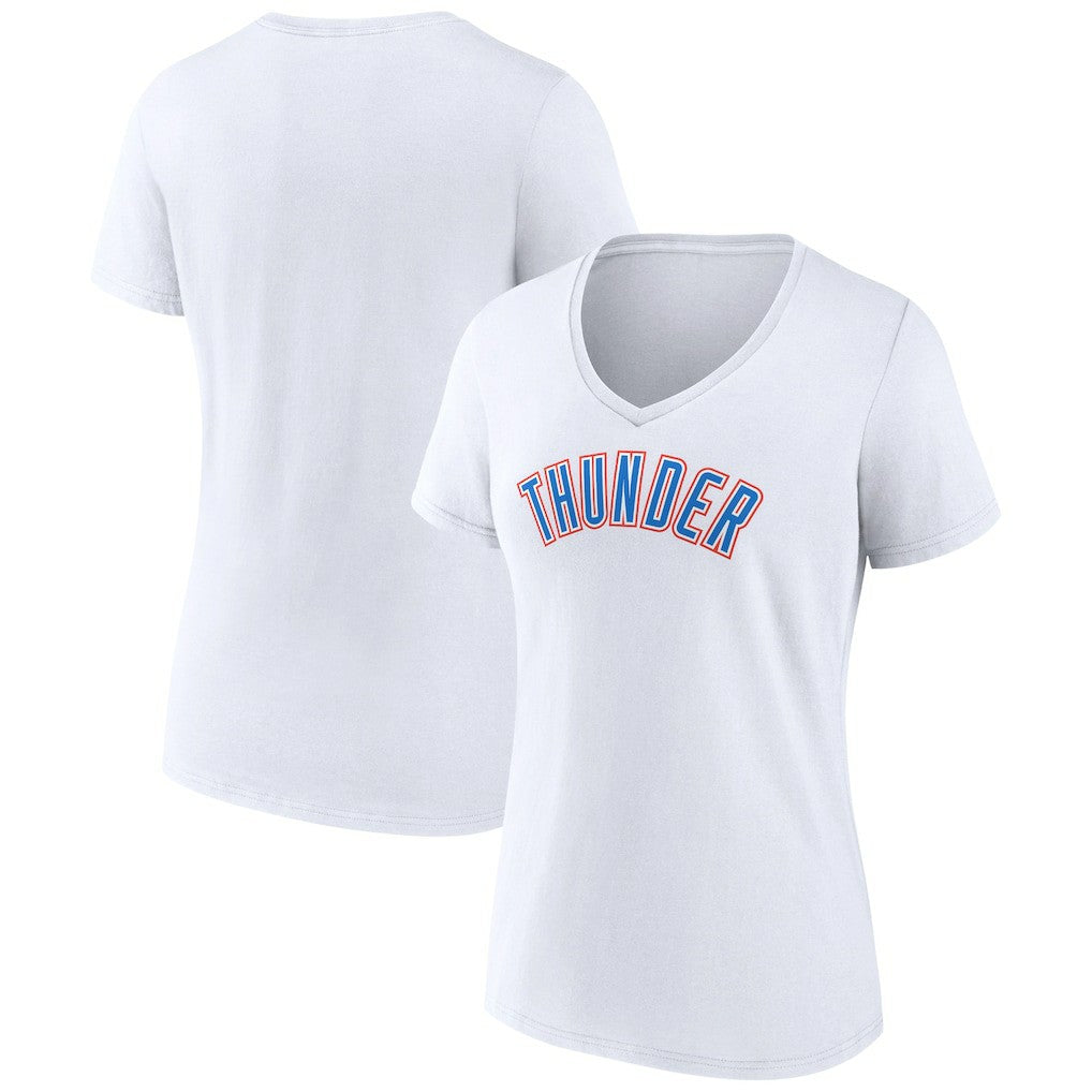NBA - Oklahoma City Thunder Women's Wordmark V-Neck T-Shirt - White