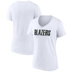 NBA - Portland Trail Blazers Women's Wordmark V-Neck T-Shirt - White