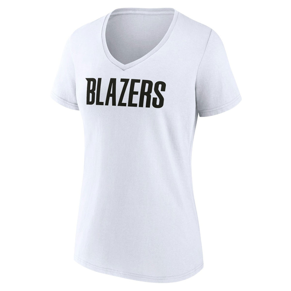 NBA - Portland Trail Blazers Women's Wordmark V-Neck T-Shirt - White