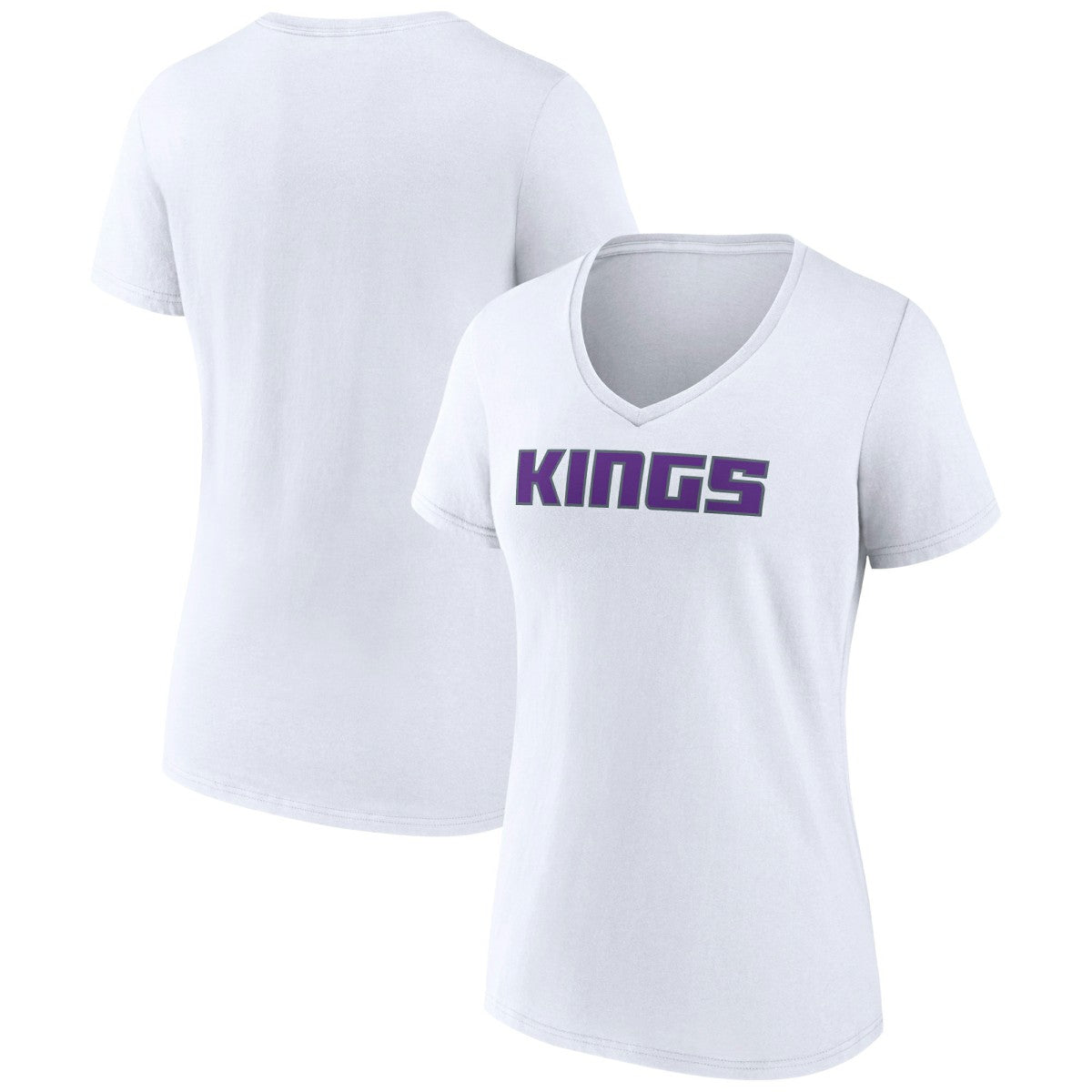 NBA - Sacramento Kings Women's Wordmark V-Neck T-Shirt - White