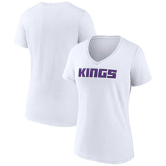 NBA - Sacramento Kings Women's Wordmark V-Neck T-Shirt - White