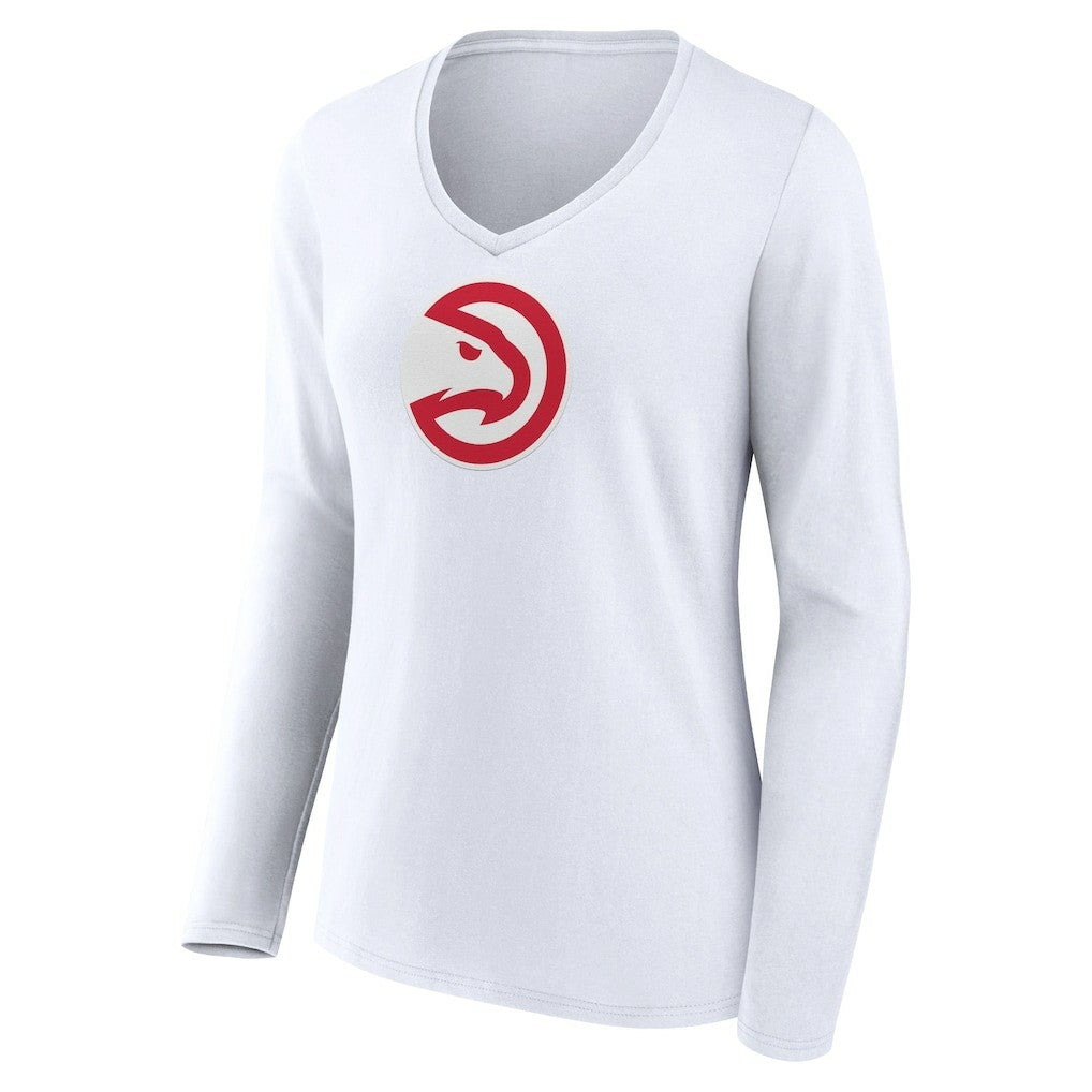 NBA - Atlanta Hawks Women's Logo Long Sleeve V-Neck T-Shirt - White