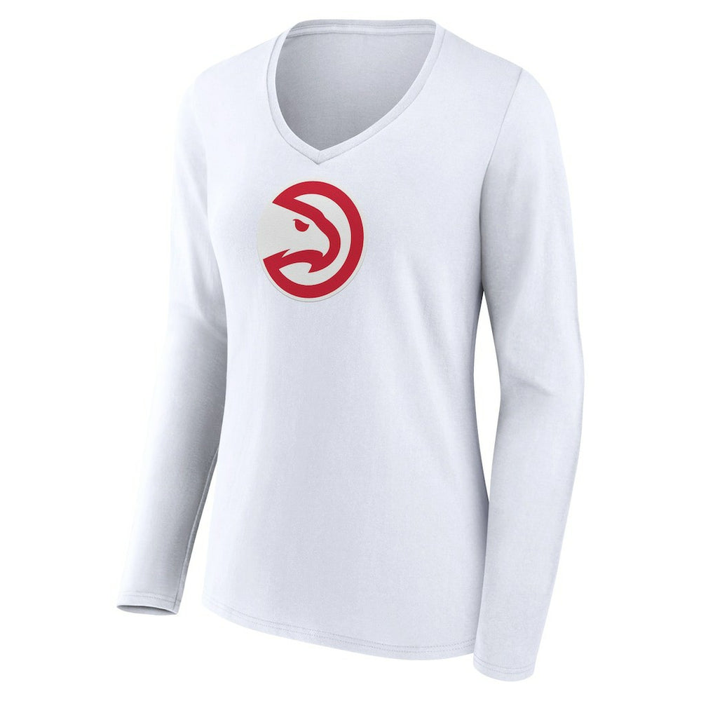 NBA - Atlanta Hawks Women's Logo Long Sleeve V-Neck T-Shirt - White