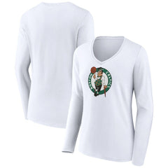 NBA - Boston Celtics Women's Logo Long Sleeve V-Neck T-Shirt - White