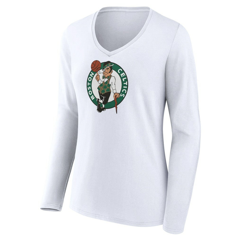 NBA - Boston Celtics Women's Logo Long Sleeve V-Neck T-Shirt - White
