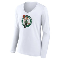 NBA - Boston Celtics Women's Logo Long Sleeve V-Neck T-Shirt - White