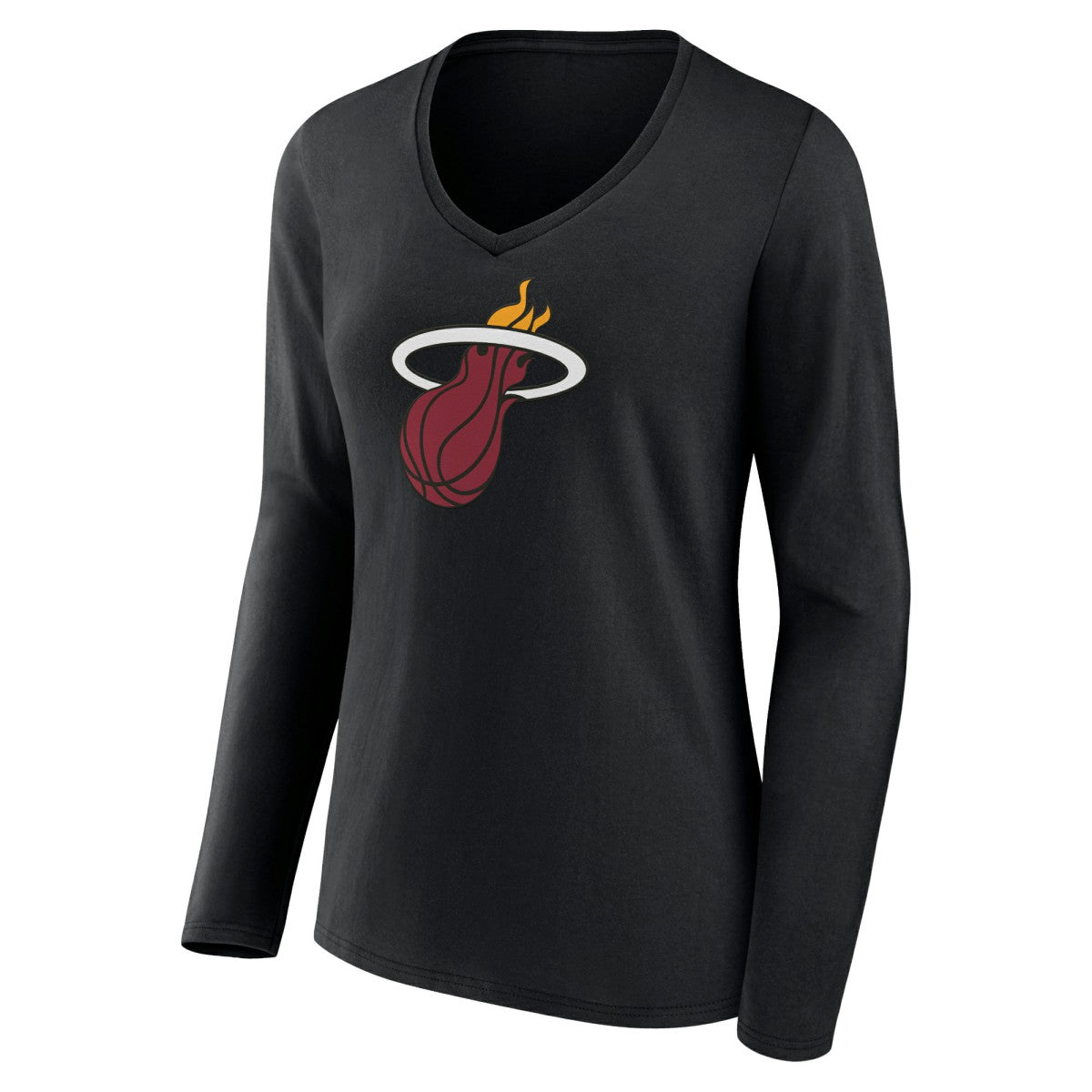 NBA - Miami Heat Women's Logo Long Sleeve V-Neck T-Shirt - Black