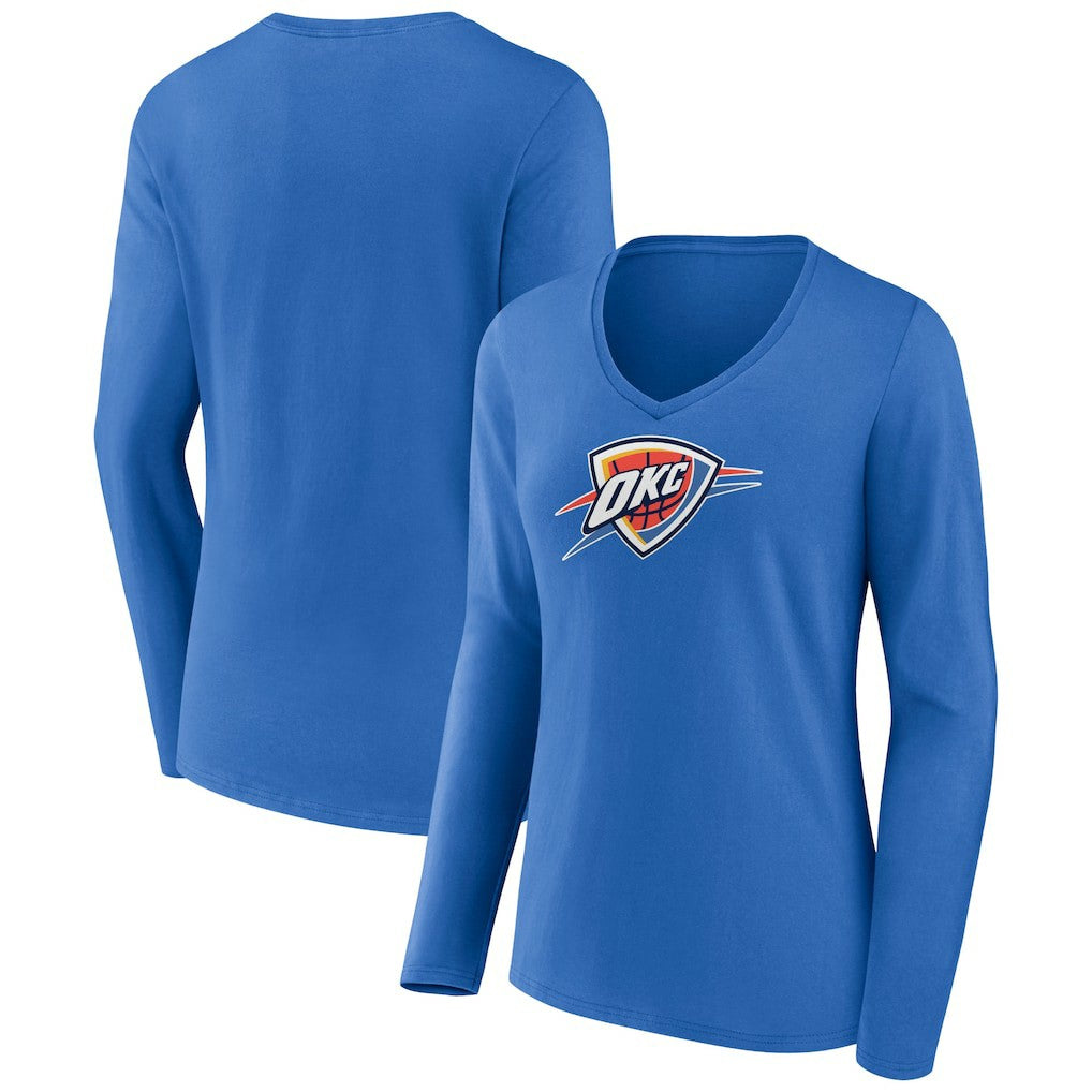 NBA - Oklahoma City Thunder Women's Logo Long Sleeve V-Neck T-Shirt - Blue