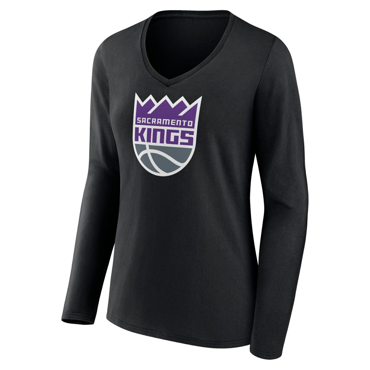 NBA - Sacramento Kings Women's Logo Long Sleeve V-Neck T-Shirt - Black