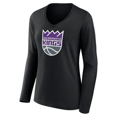 NBA - Sacramento Kings Women's Logo Long Sleeve V-Neck T-Shirt - Black
