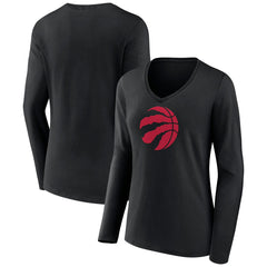 NBA - Toronto Raptors Women's Logo Long Sleeve V-Neck T-Shirt - Black