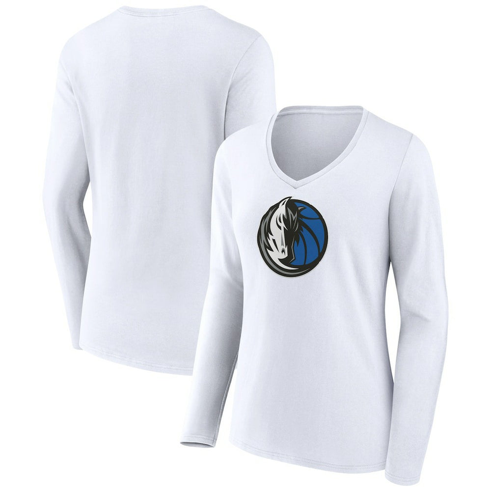 NBA - Dallas Mavericks Women's Logo Long Sleeve V-Neck T-Shirt - White