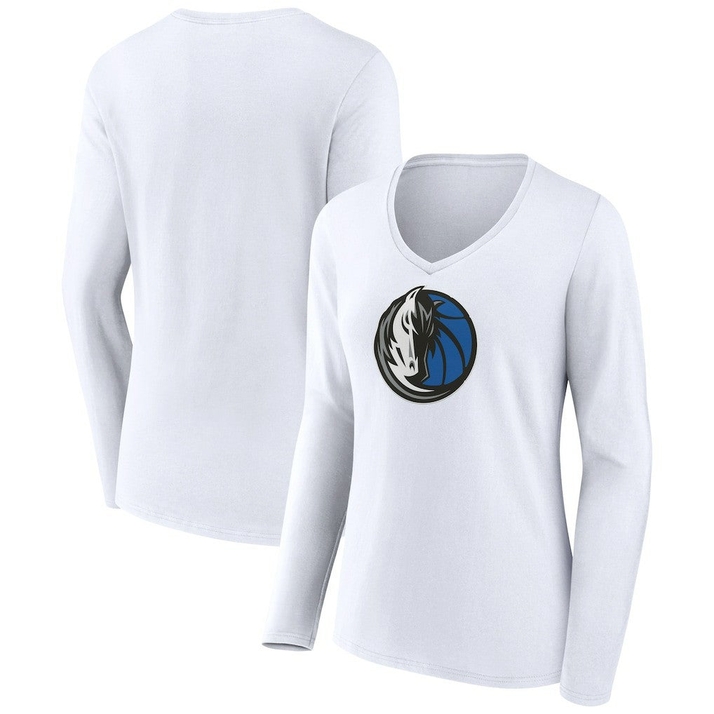 NBA - Dallas Mavericks Women's Logo Long Sleeve V-Neck T-Shirt - White