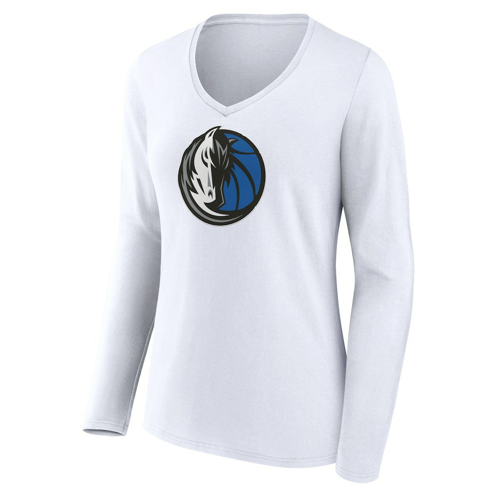 NBA - Dallas Mavericks Women's Logo Long Sleeve V-Neck T-Shirt - White