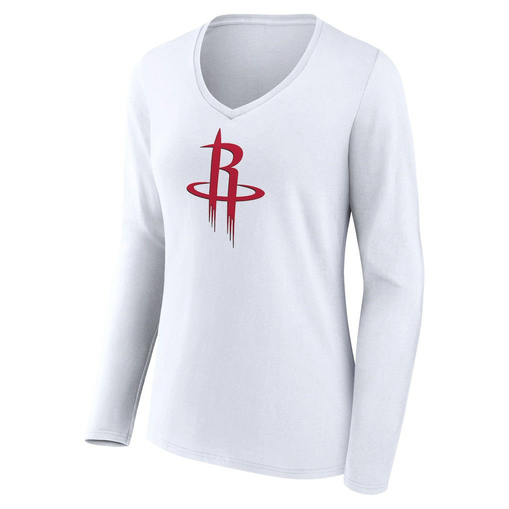 NBA - Houston Rockets Women's Logo Long Sleeve V-Neck T-Shirt - White