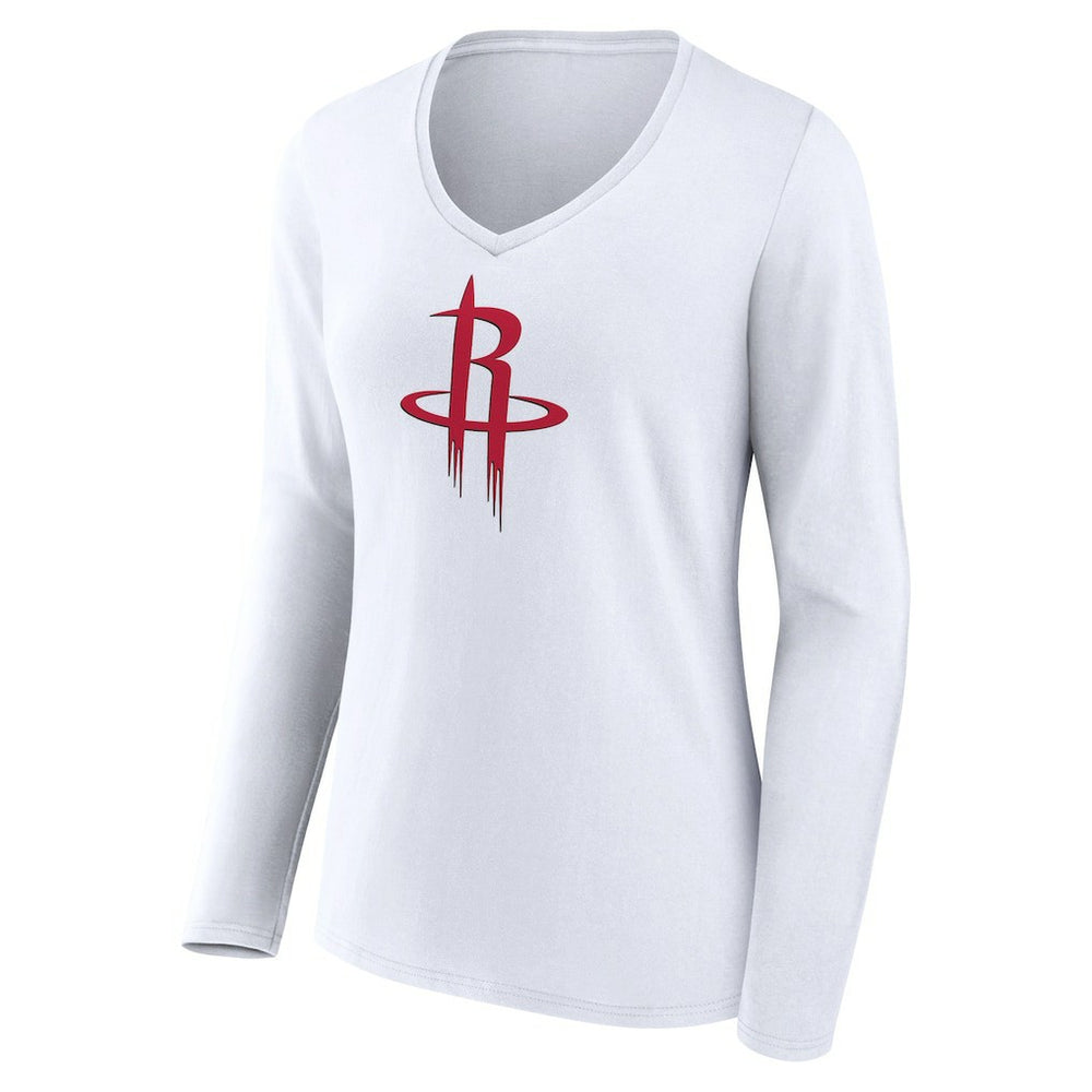 NBA - Houston Rockets Women's Logo Long Sleeve V-Neck T-Shirt - White