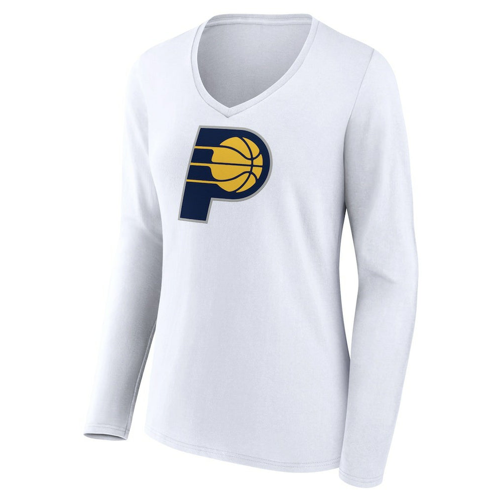 NBA - Indiana Pacers Women's Logo Long Sleeve V-Neck T-Shirt - White