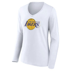 NBA - Los Angeles Lakers Women's Logo Long Sleeve V-Neck T-Shirt - White
