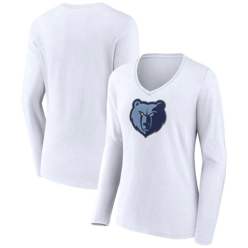 NBA - Memphis Grizzlies Women's Logo Long Sleeve V-Neck T-Shirt - White
