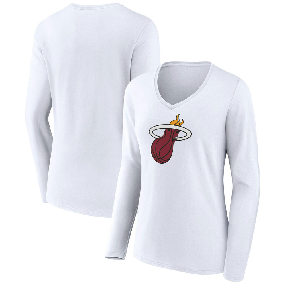 NBA - Miami Heat Women's Logo Long Sleeve V-Neck T-Shirt - White