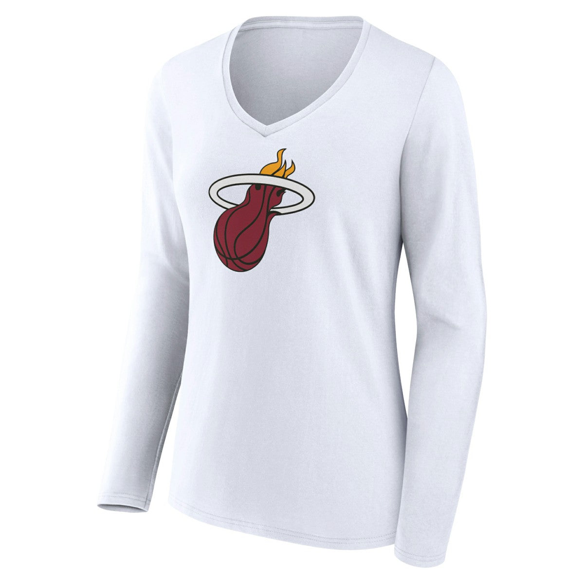NBA - Miami Heat Women's Logo Long Sleeve V-Neck T-Shirt - White