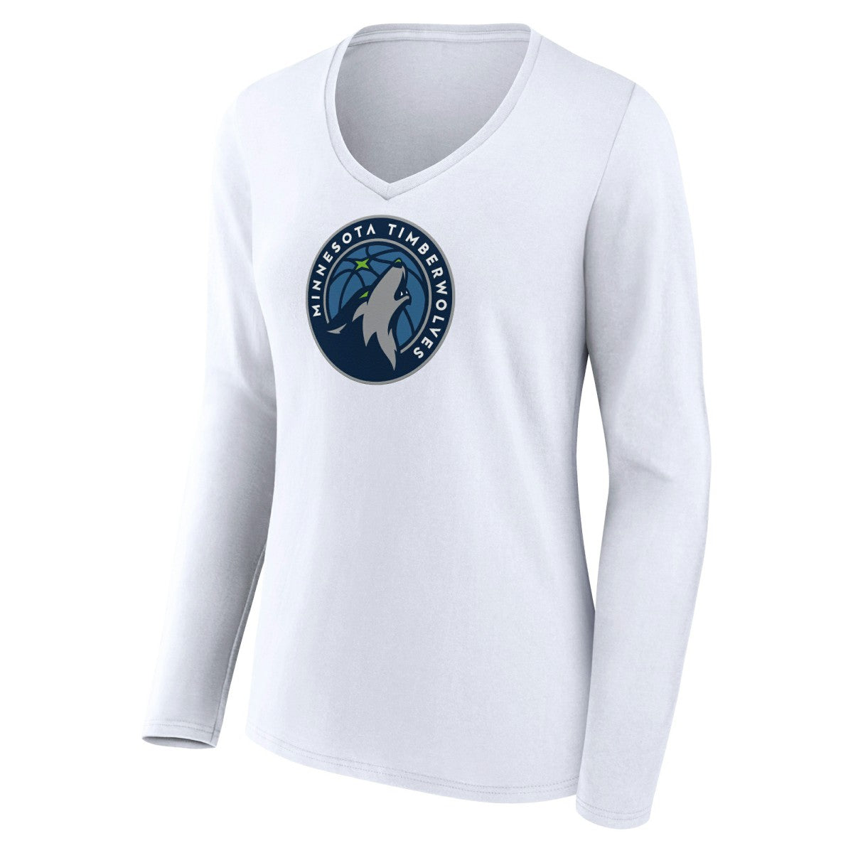 NBA - Minnesota Timberwolves Women's Logo Long Sleeve V-Neck T-Shirt - White
