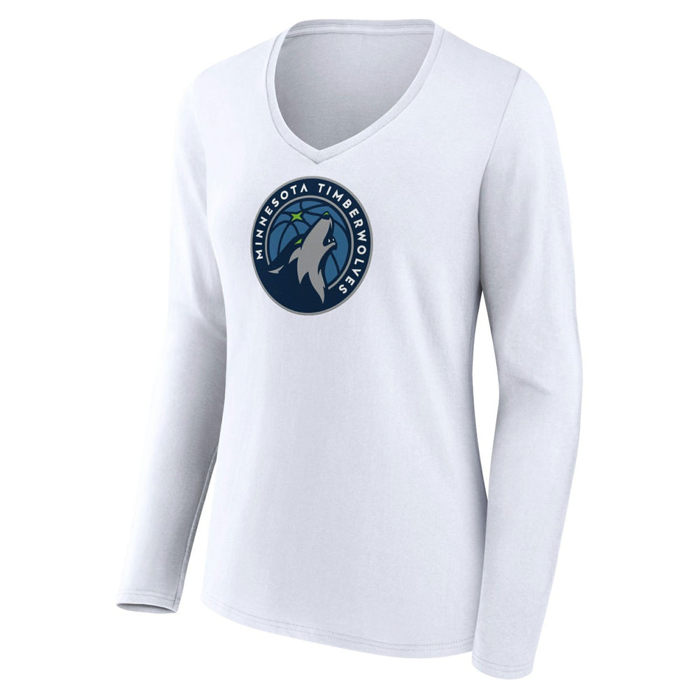 NBA - Minnesota Timberwolves Women's Logo Long Sleeve V-Neck T-Shirt - White