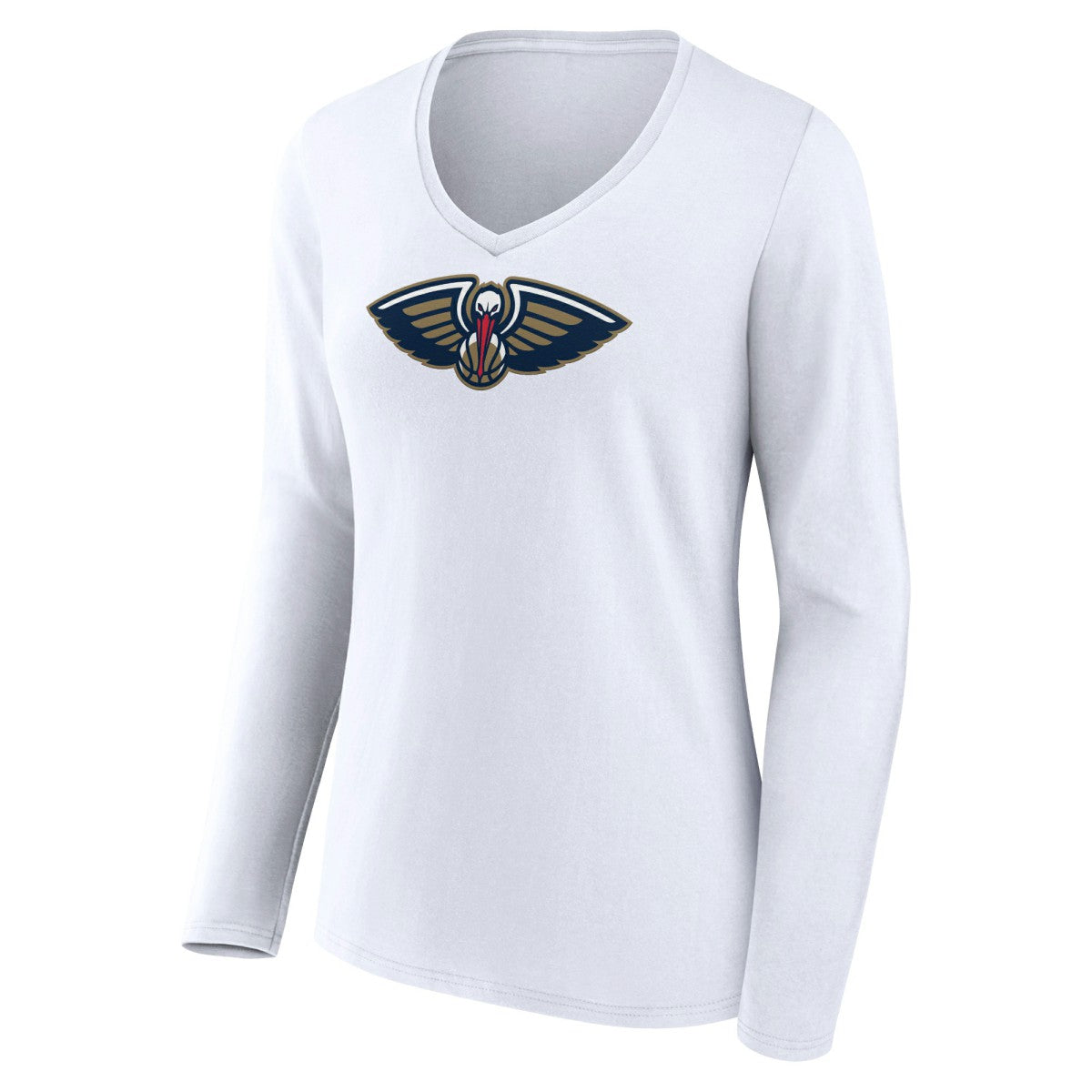 NBA - New Orleans Pelicans Women's Logo Long Sleeve V-Neck T-Shirt - White