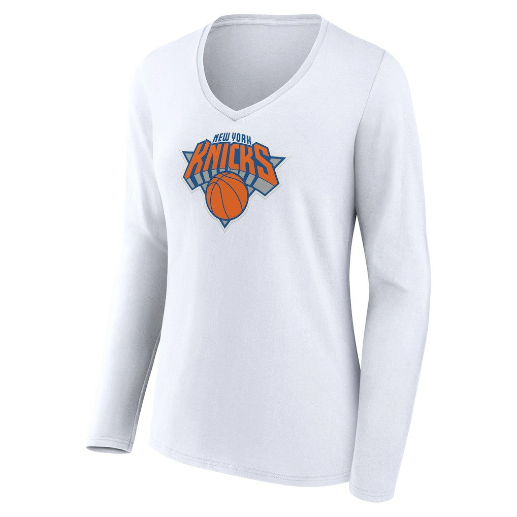 NBA - New York Knicks Women's Logo Long Sleeve V-Neck T-Shirt - White