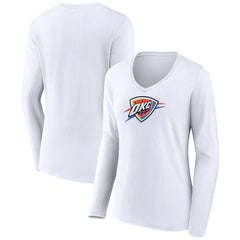 NBA - Oklahoma City Thunder Women's Logo Long Sleeve V-Neck T-Shirt - White