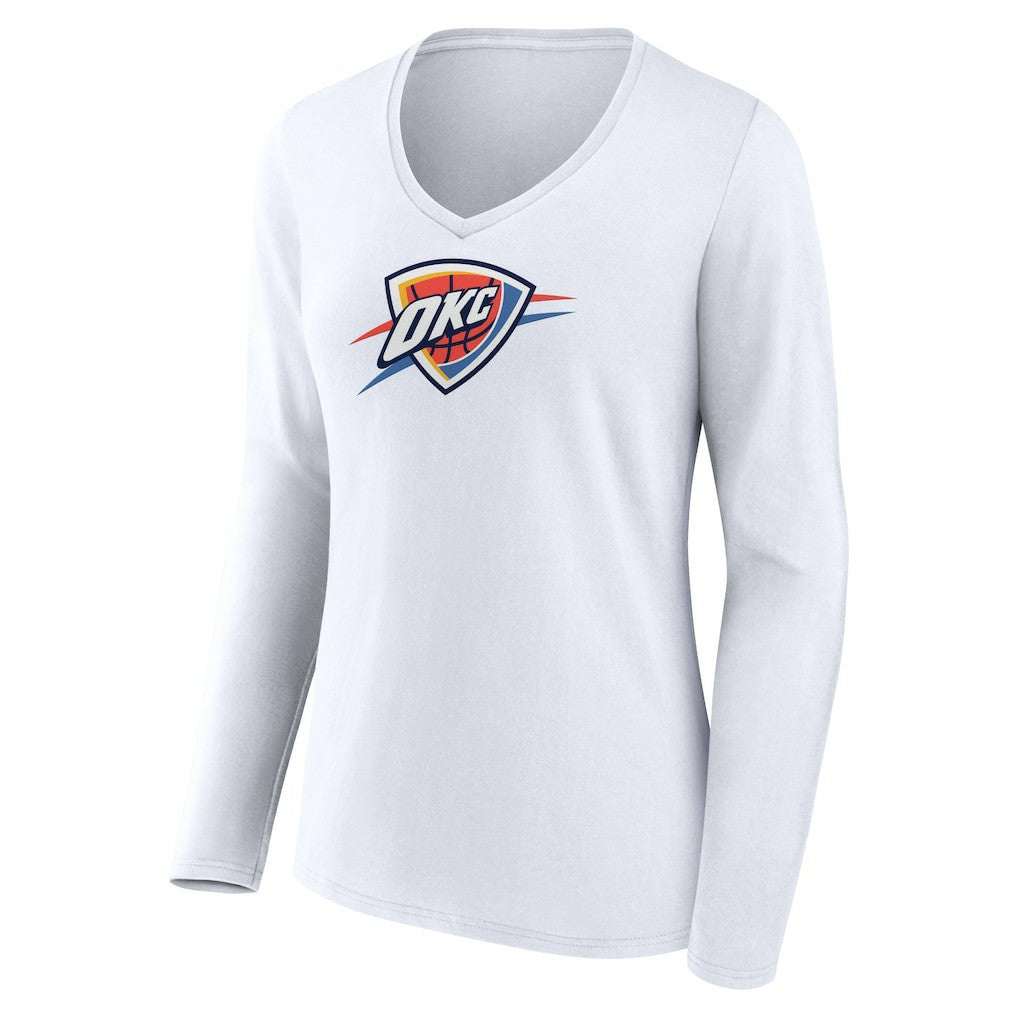 NBA - Oklahoma City Thunder Women's Logo Long Sleeve V-Neck T-Shirt - White