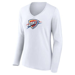 NBA - Oklahoma City Thunder Women's Logo Long Sleeve V-Neck T-Shirt - White