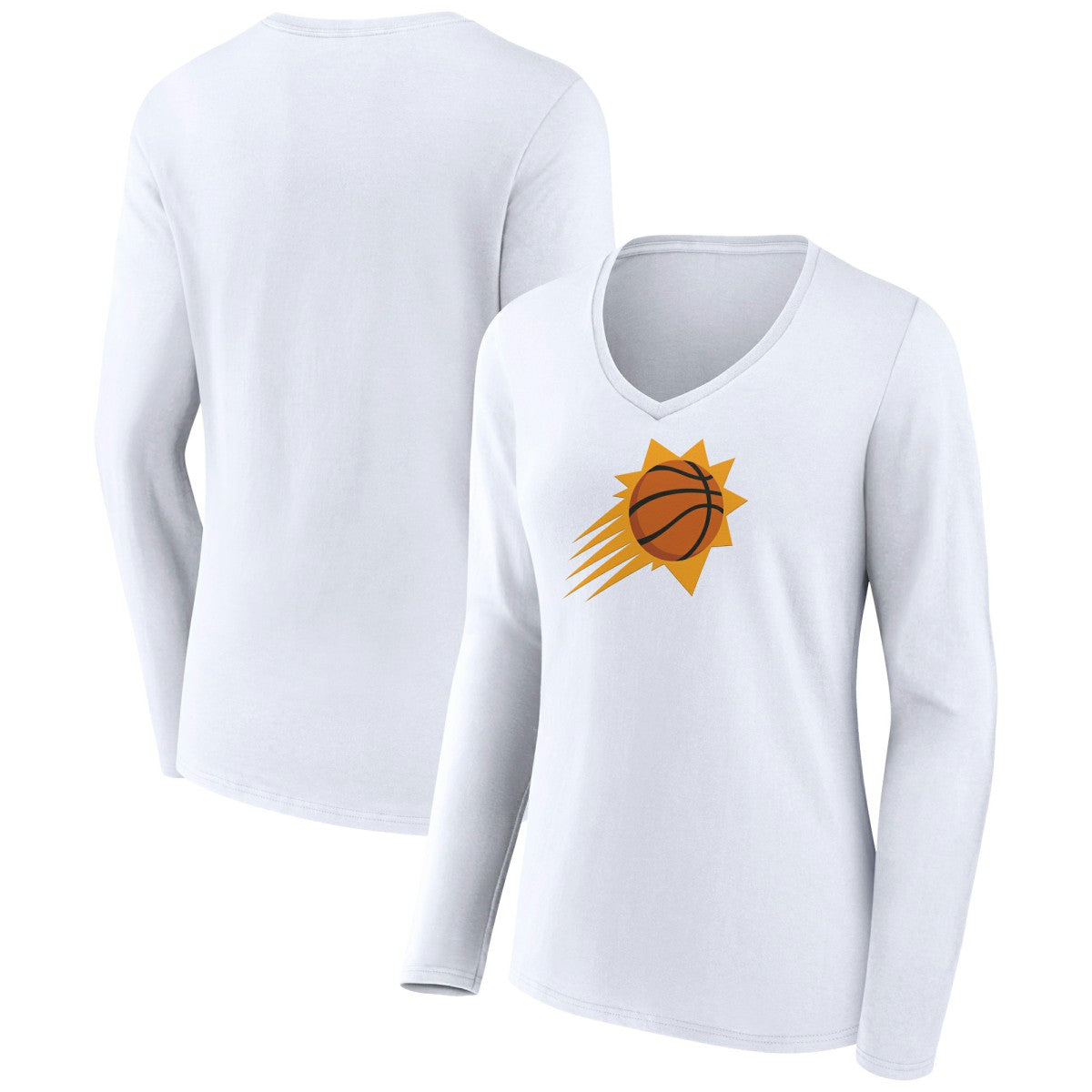 NBA - Phoenix Suns Women's Logo Long Sleeve V-Neck T-Shirt - White