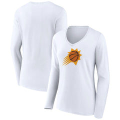 NBA - Phoenix Suns Women's Logo Long Sleeve V-Neck T-Shirt - White