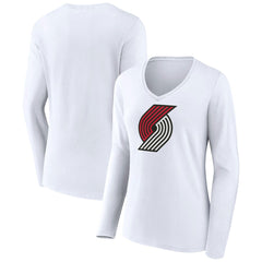 NBA - Portland Trail Blazers Women's Logo Long Sleeve V-Neck T-Shirt - White
