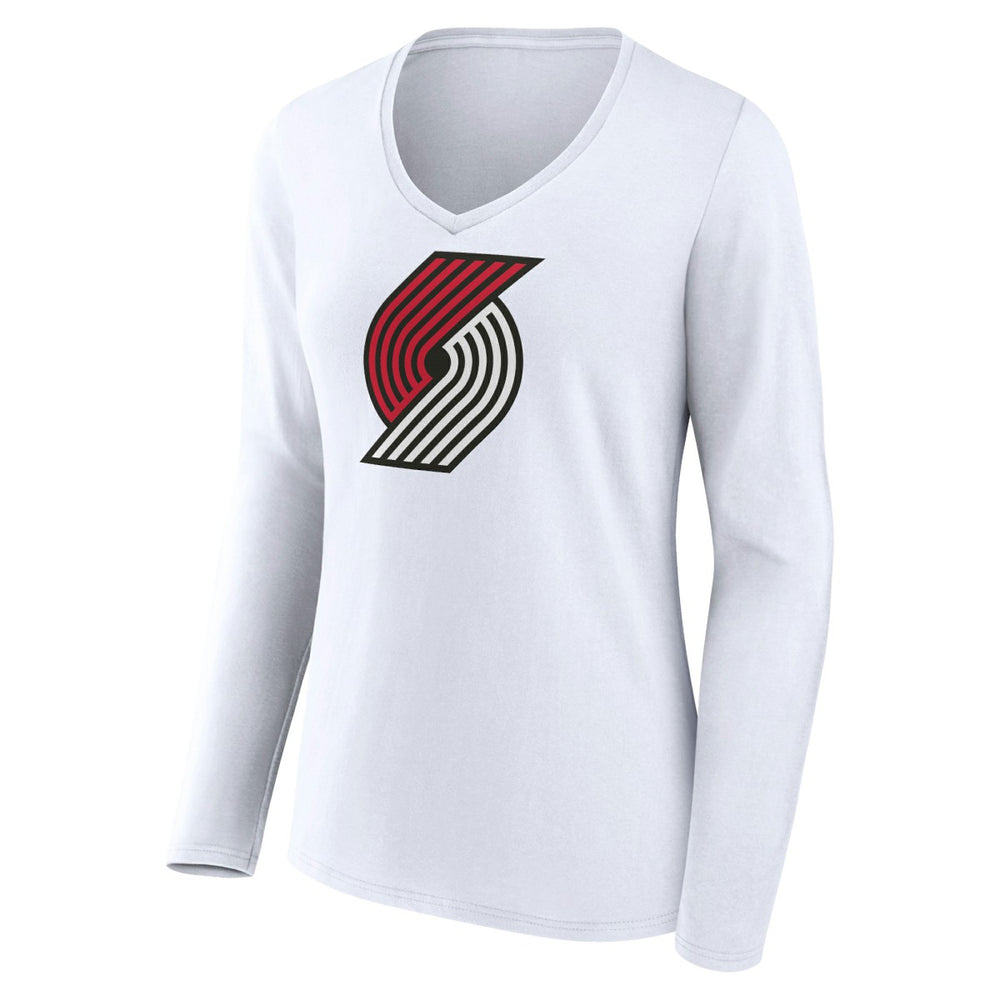 NBA - Portland Trail Blazers Women's Logo Long Sleeve V-Neck T-Shirt - White