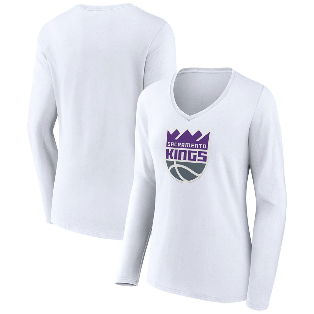 NBA - Sacramento Kings Women's Logo Long Sleeve V-Neck T-Shirt - White