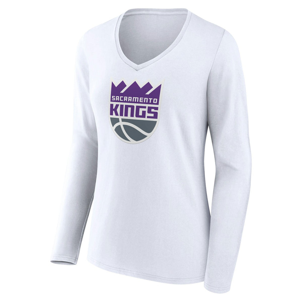 NBA - Sacramento Kings Women's Logo Long Sleeve V-Neck T-Shirt - White