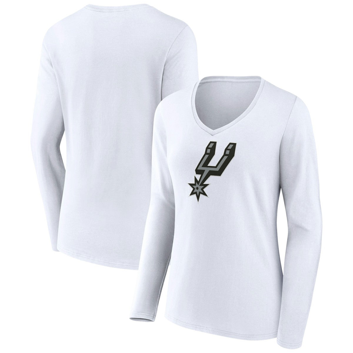 NBA - San Antonio Spurs Women's Logo Long Sleeve V-Neck T-Shirt - White